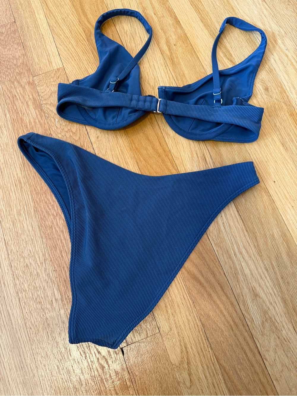 Abercrombie & Fitch Ribbed Dark Blue Underwire Bikini Set - Picture 4 of 8